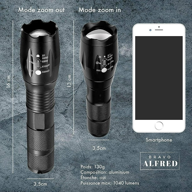 Xml-t6 Linterna LED Ultra Potente Linterna Militar Utilizable Para Ciclismo  O Senderismo Y 5 Modos Incluyendo Flash Antiagresión, Zooms Y Rango De.  Afortunado Sencillez