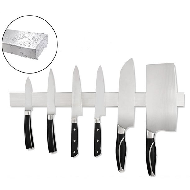 Set de 2 Imanes para Cuchillos de Cocina para Pared, 30 cm de Largo, Bambú,  4