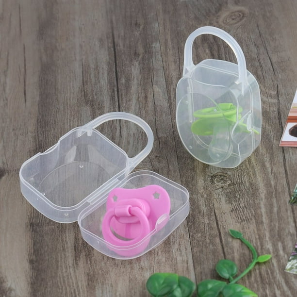 Caja de almacenamiento para chupetes para recién nacidos, envases de  plástico transparente para recién nacidos, estuche para chupetes, soporte  para