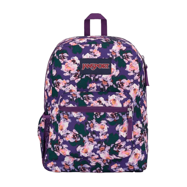 Mochila Jansport Unisex Cross Town Color Morado Con Flores Modelo