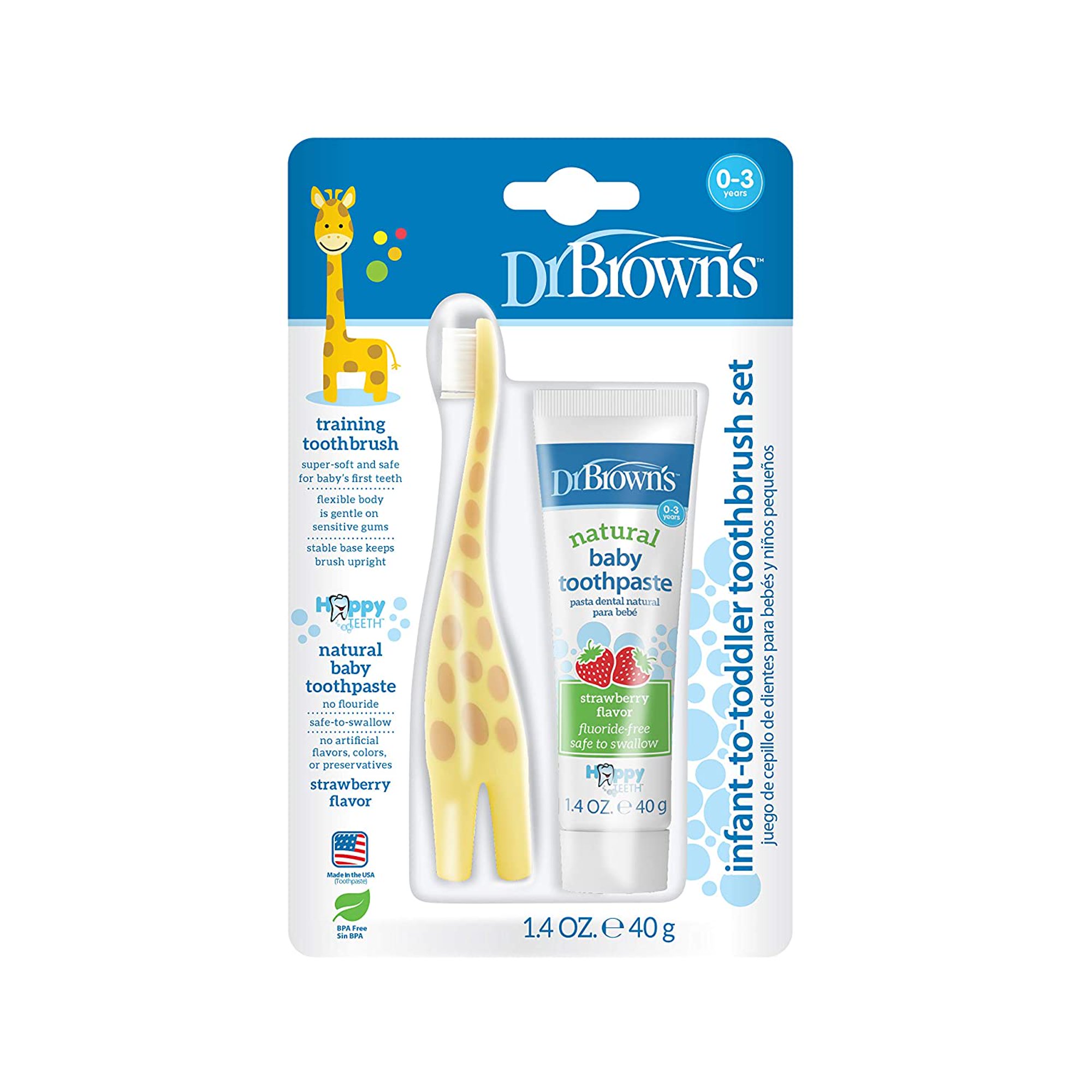 DR BROWNS CEPILLO DIENTES BEBE JIRAFA 0-3 AÑOS - Farmacia de Casa