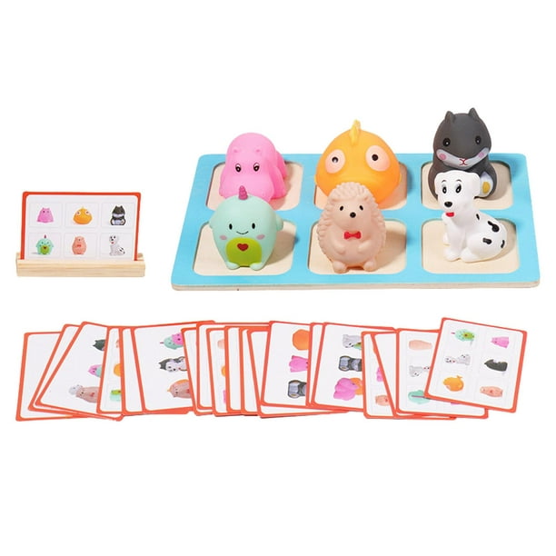 Juguetes de aprendizaje para niños pequeños de 1, 2 y 3 años, juguetes de  madera de animales de granja, juegos Montessori a juego y clasificación de