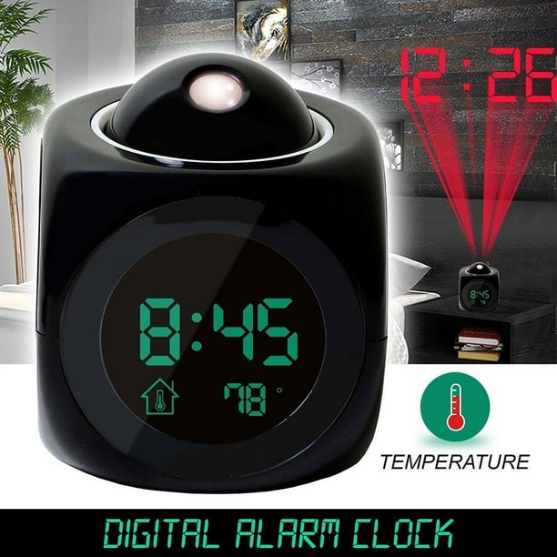 Reloj Digital Despertador Proyector Hora Alarma Temperatura Color Negro