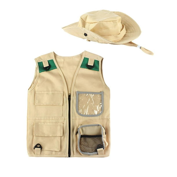 de aventura , conjunto de sombrero de chaleco de carga con accesorios,  disfraz de explorador duradero, juguete Yotijar chaleco safari