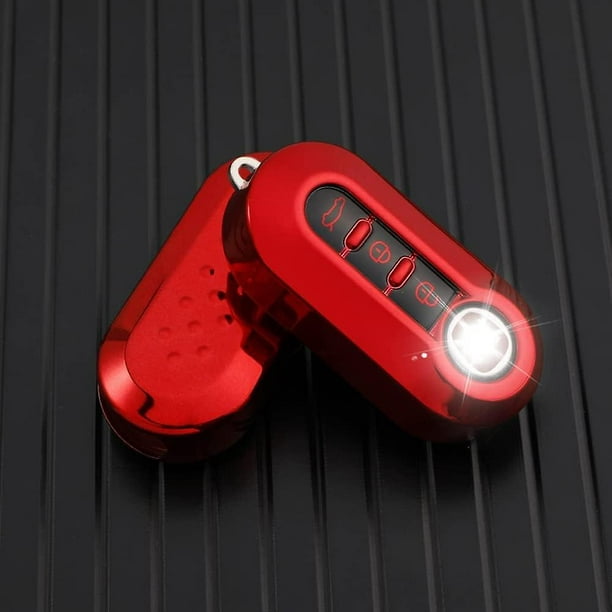 Carcasa llave Fiat 500 roja, tres botones