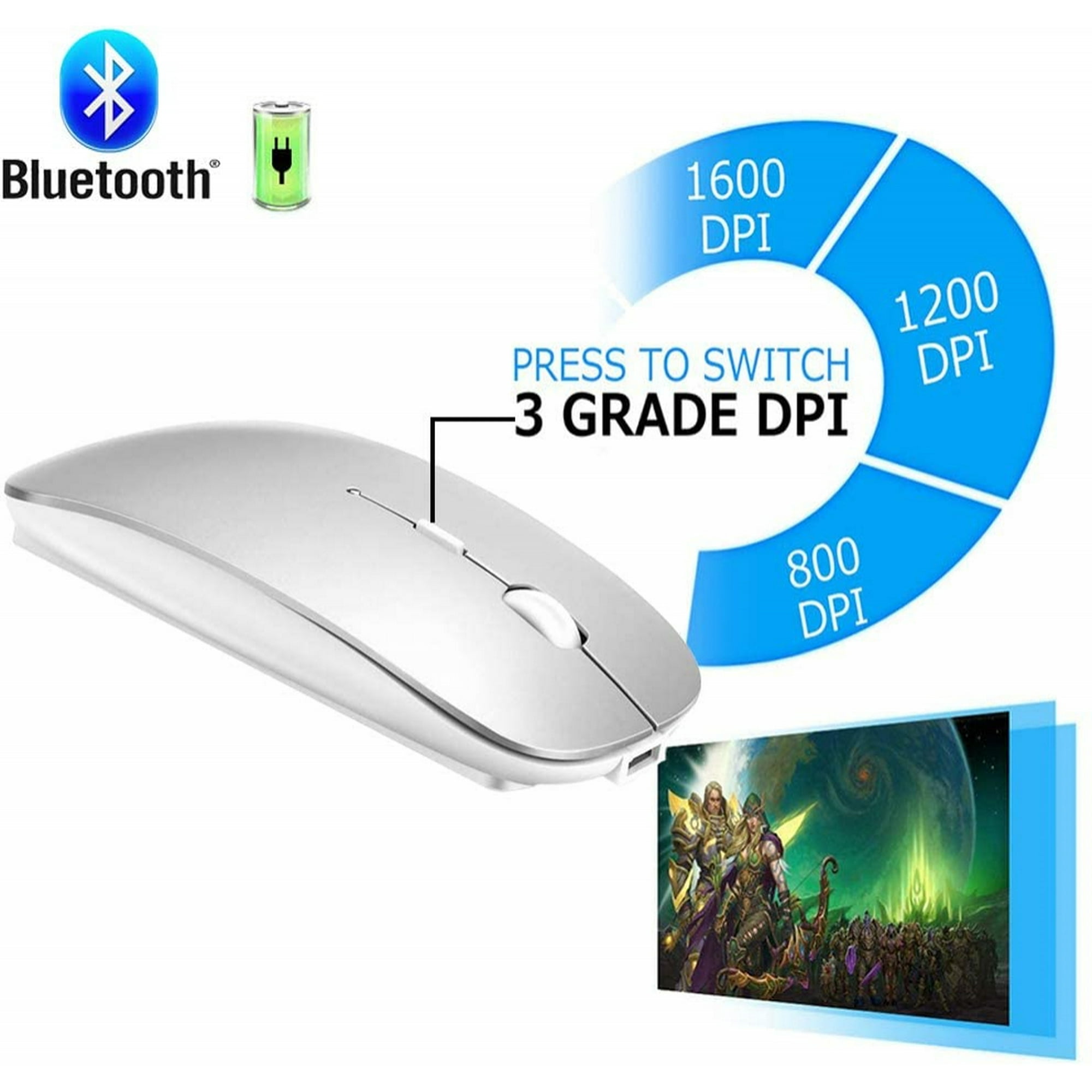 Ratón inalámbrico Bluetooth USB C para MacBook Air Pro/portátil, ratón  inalámbrico recargable tipo C, ratón Bluetooth silencioso para Mac Pro