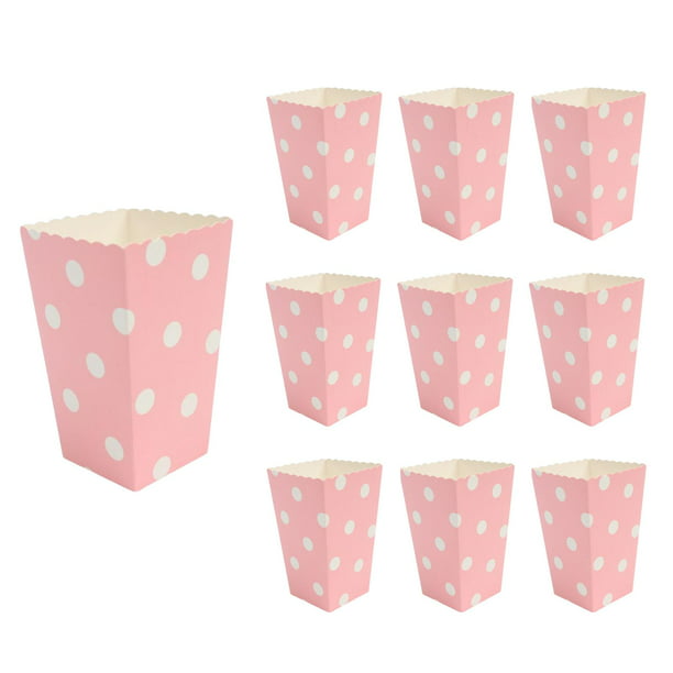 Mini Cajas para Palomitas Rosa con Lunares Blancos