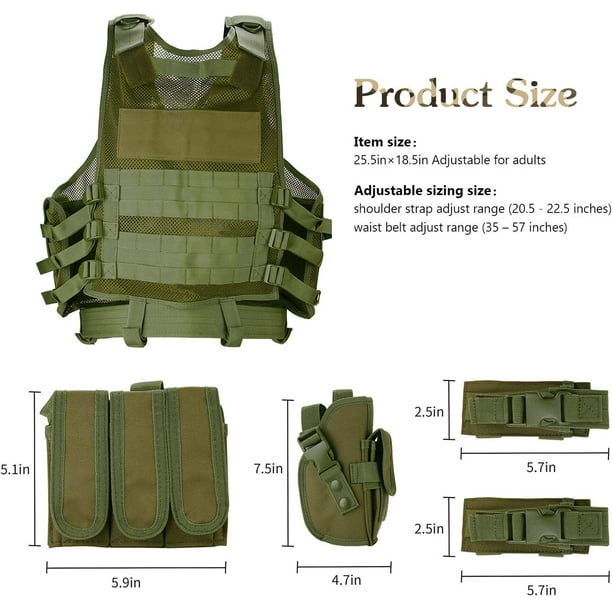 Chaleco Tactico Militar Para Airsoft Paintball Verde