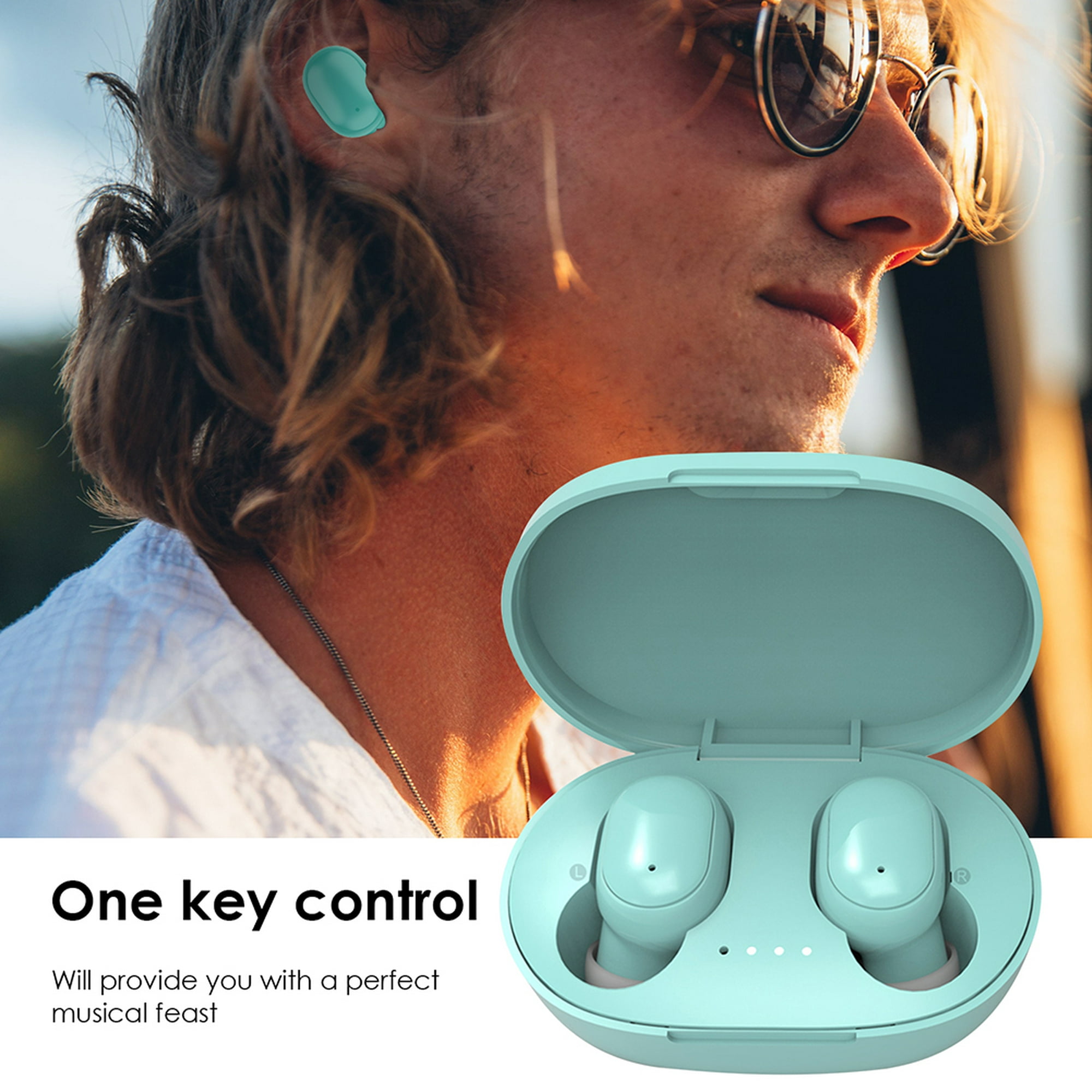  Mini auricular Bluetooth, mini auriculares inalámbricos  invisibles, 110 horas de tiempo de espera largo, auriculares intrauditivos  con micrófono y caja de carga para iPhone, para Samsung, para : Electrónica