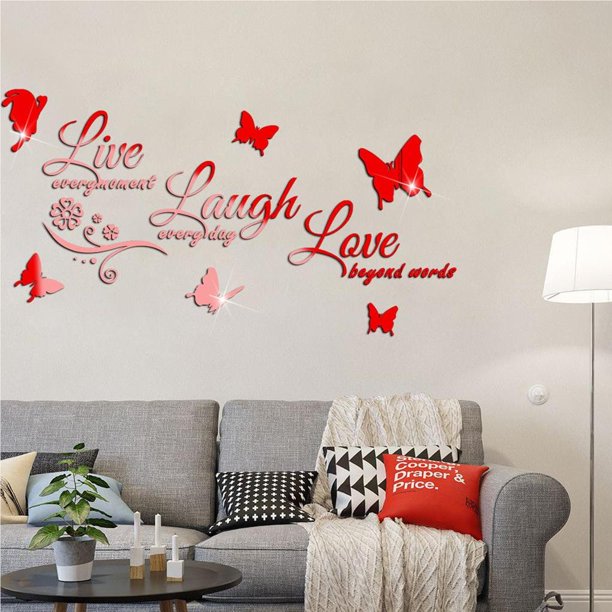 Pegatinas de letras en espejos auto adhesivas para decoración de pared