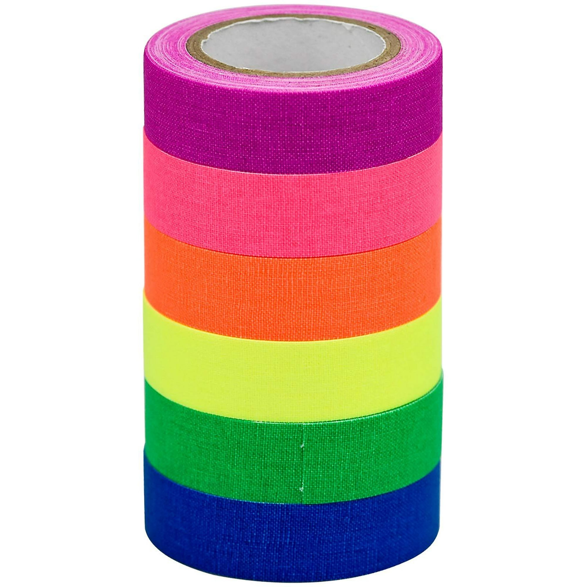 6 rollos de cinta adhesiva reflectante Spikes Neon Gaffer cinta suministros  de fiesta cinta de luz negra cinta luminosa Mule cinta fluorescente cinta