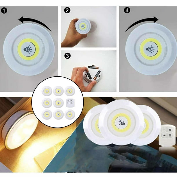 Paquete De 4 Bombillas Led Cob Inalámbricas Portátiles, Luce