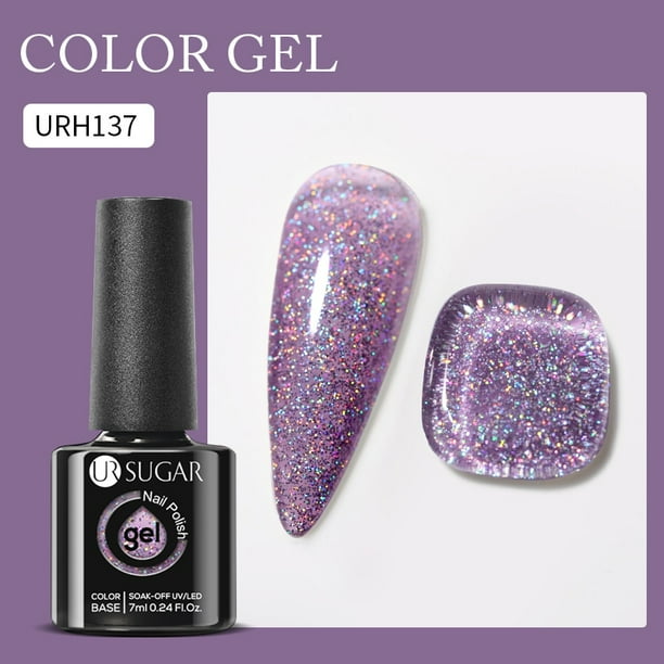 UR SUGAR 7ml Brillo reflectante Goma Base Gel Esmalte de uñas Botella de  vidrio Lentejuelas brillant Dengxun unisex