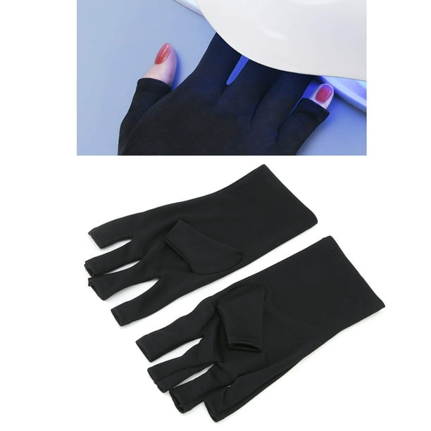 Nail Art Skin Care Glove, Anti-UV Polyester 22.1x10cm UV Protection Nail  Art Gloves 1 Pair For Hiking Driving Activities Black 