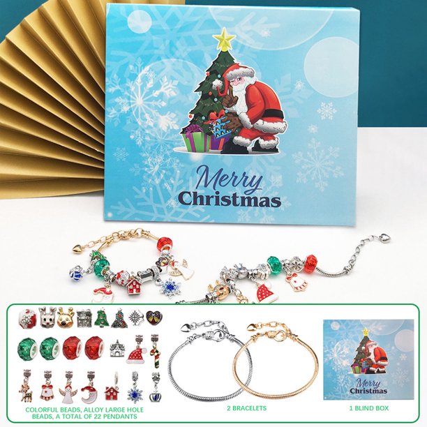 Christmas Advent Calendar Bracelets Blind Box Kit 24 Days Count