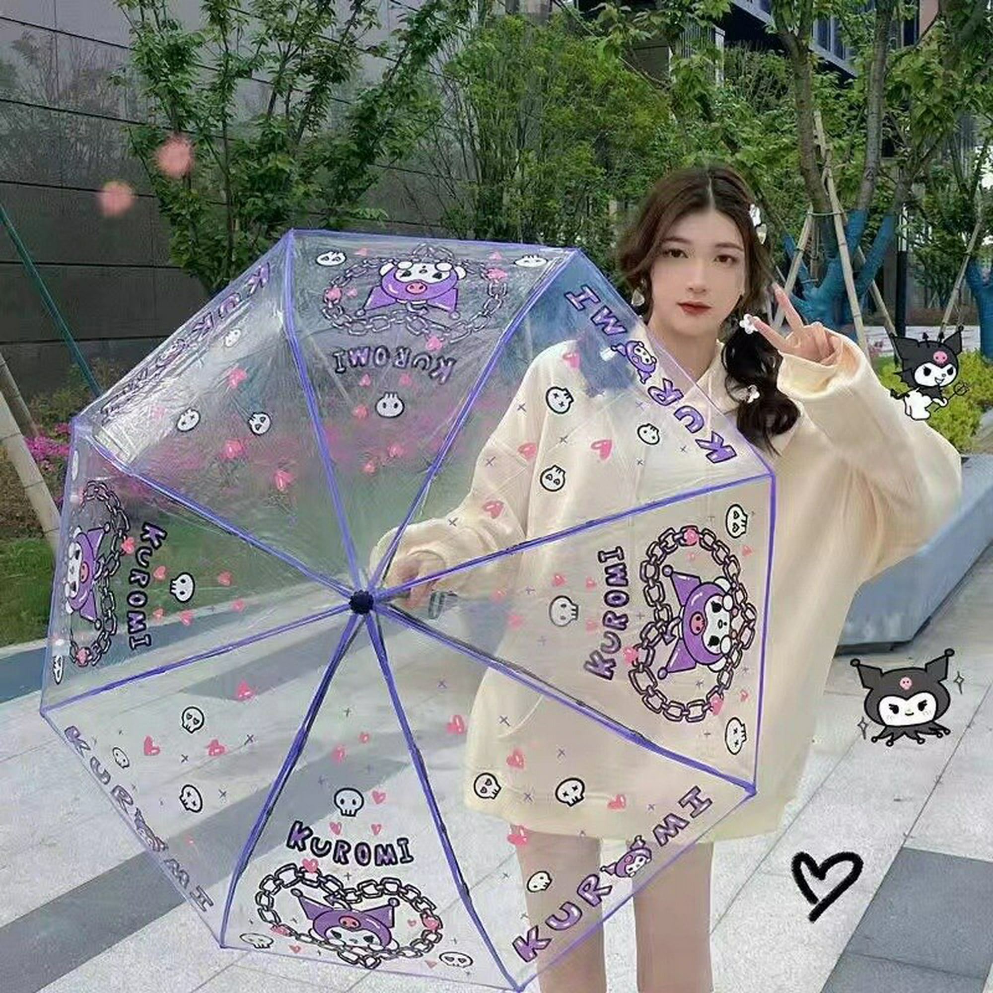 Nuevo paraguas mujer originales rosa de mango telesccópico.