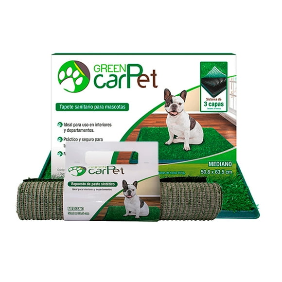 green carpet  combo tapete sanitario para perro  repuesto green carpet mediano