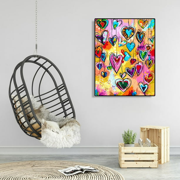 Cuadros Decorativos DIY pintura al óleo por números corazón mariposa  acrílico dibujo Kit para colorear imagen Likrtyny embutido en tela