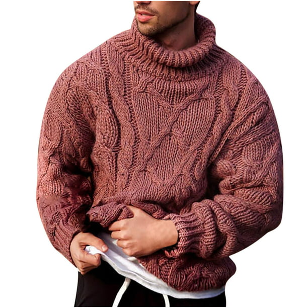 Suéter con cuello vuelto para hombre, cárdigan de punto, cálido
