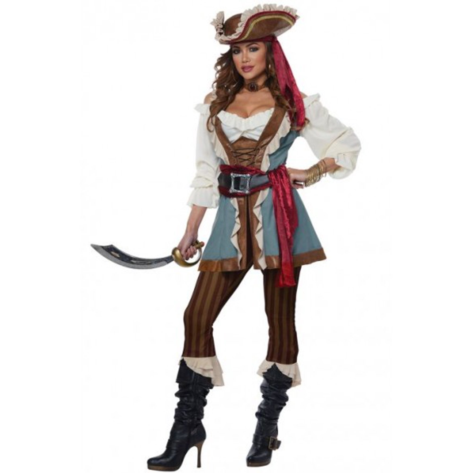Disfraz de la mujer pirata premium rojo