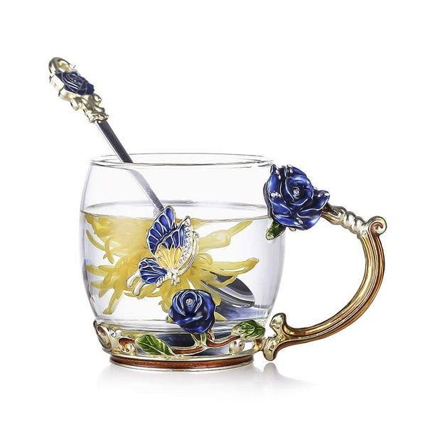 1pc/2pcs, Tazas De Vidrio Esmaltado Daisy, Taza De Agua De Cristal Sin  Plomo, Tazas De Té De Flores, Tazas De Bebida, Bebidas De Verano E Invierno