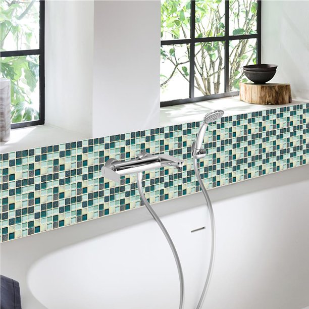 Paneles de papel tapiz de aspecto de look de crujido moderno 18 piezas Arte  de pared de azulejos de mosaico verde para la cocina - Clearhalo