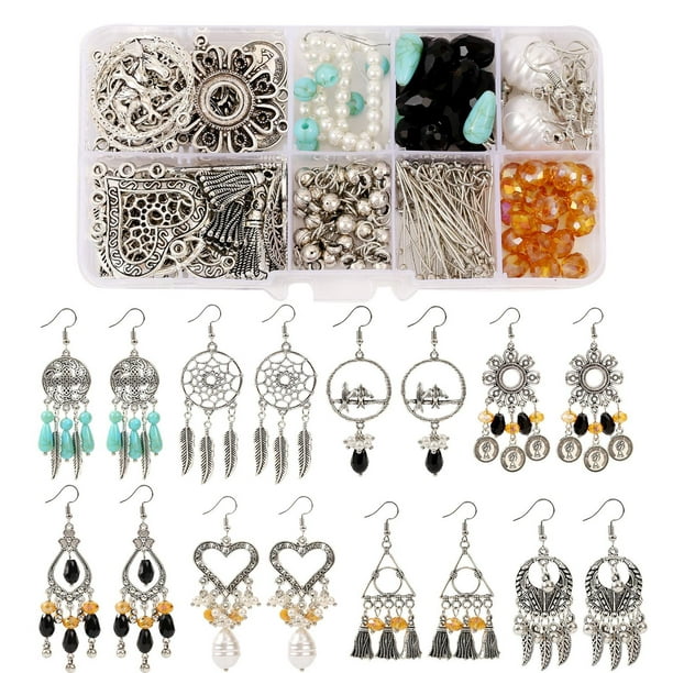SEWACC 1 juego de 85 piezas de bricolaje para hacer pendientes de material  de fabricación de accesorios, pendientes de perla, aretes de moda, kit de