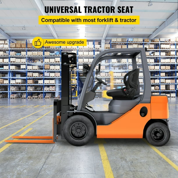 Asiento de suspensión universal para tractor con respaldo de ángulo  ajustable, reposabrazos y cinturón de seguridad, para tractor de carretilla