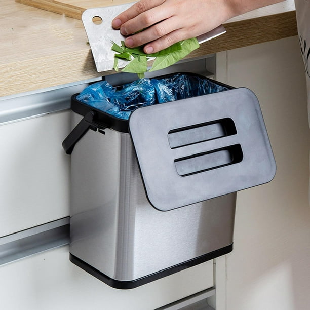 El cubo de basura de cocina incluye un cubo interior, para debajo del  fregadero o la puerta del gabinete, cubo de basura colgante de 2.4 galones  para