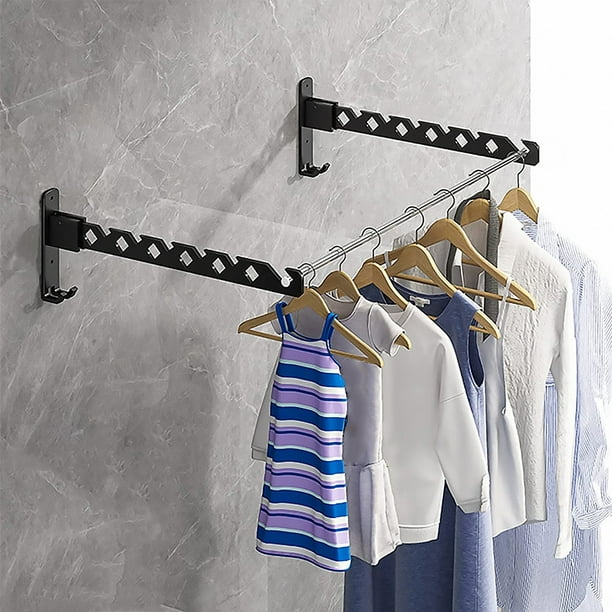 Tendedero de ropa de ángulo ajustable, colgador de ropa montado en la  pared, organizador de ropa plegable, gran capacidad de carga, estante de  secado