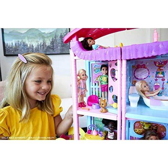 barbie chelsea playhouse 20in transformando casa de muñecas con tobogán alberca pozo barbie barbie