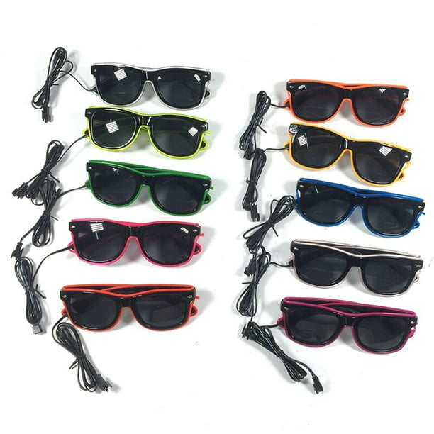 Gafas de sol de neón con luces LED para fiesta, lentes con luces LED  parpadeantes, para fiesta, Halloween, 1 piezas