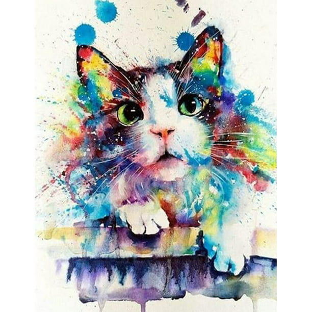 Cuadro Para Pintar Por Números Gato Colorido