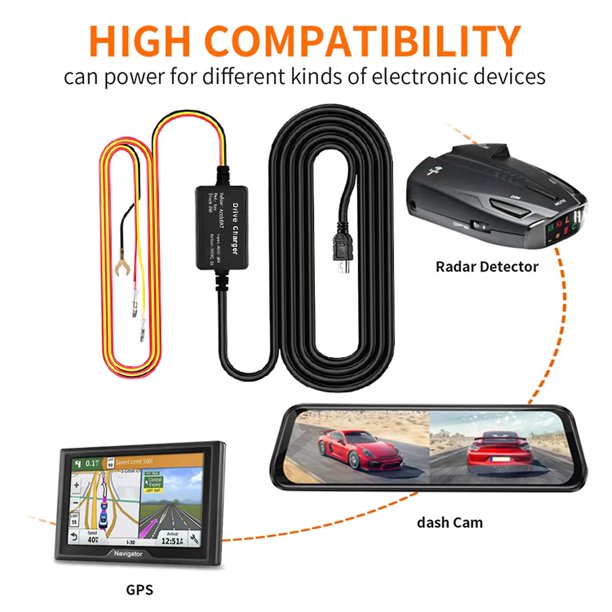 Dash Cam Charger, Dosili car Dash cam USB Power Cord, Micro USB