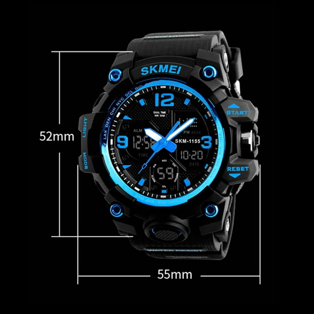Reloj de deportivo cronógrafo con de retroiluminación LED prueba de agua  para hombre, hora dual rojo Sunnimix reloj digital para hombre