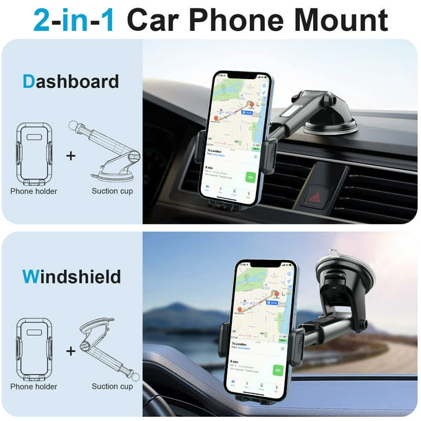 Soporte de teléfono para automóvil, soporte de teléfono de automóvil con  ventosa fuerte soporte de teléfono para parabrisas compatible con iPhone 14