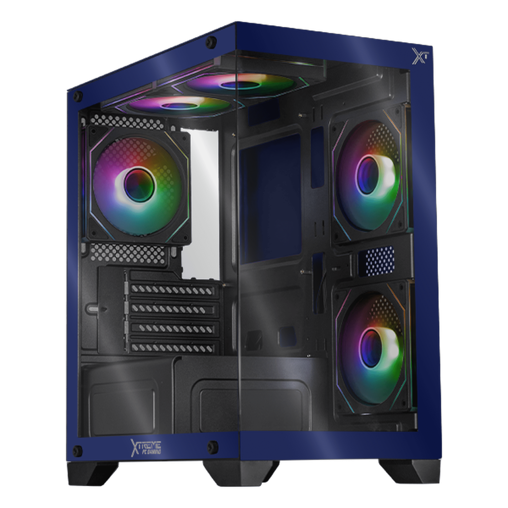Gabinete xtreme pc gaming crystal hive mini torre 5 fan argb hub azul cxt3600bu