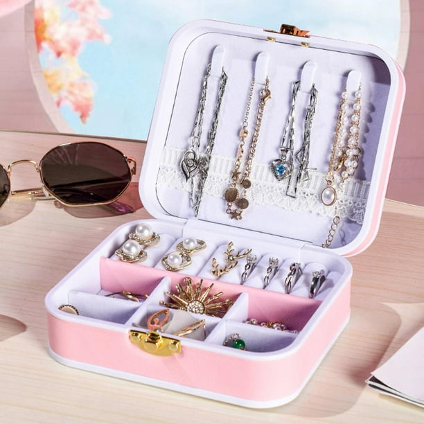 Caja de almacenamiento de joyas, soporte portátil para joyas de viaje,  organizador de almacenamiento, anillo de exhibición, soporte para collar  para joyería, Moda de Mujer
