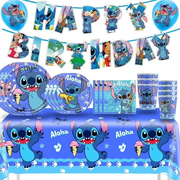 Lilo Stitch Decoracion de Cumpleaños, Platos,Vasos,Cubiertos,Globos Stitch,  UiSt
