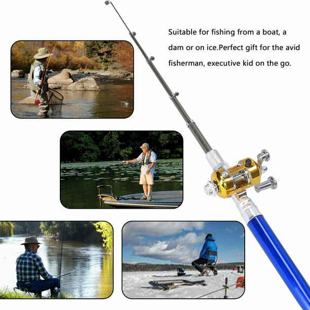 Mini caña de pescar telescópica portátil, juego de cañas de pescar plegadas  con forma de bolígrafo d Abanopi Caña de pescar