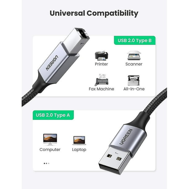 Cable USB AB para impresora HP PhotoSmart de 6 pies