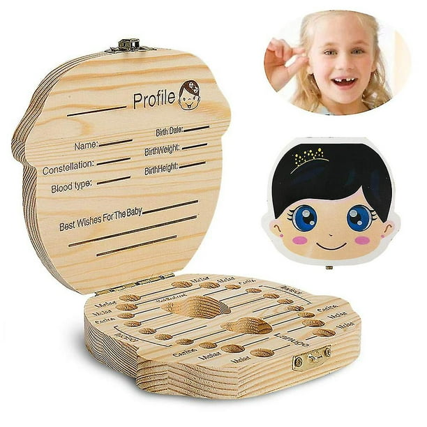 Caja de dientes de madera, caja de dientes, caja de dientes para dientes de  leche, caja de recuerdos para niñas, caja de almacenamiento para dientes