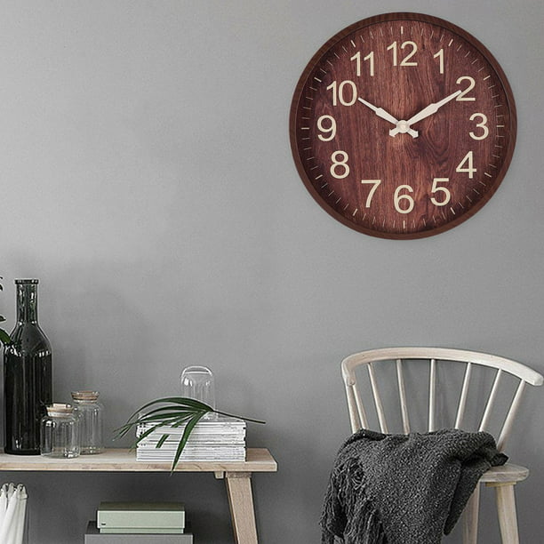 Reloj de pared de , relojes , , hogar, sa de estudio, restaurante,  comedor, movimiento , decor Madera natural perfecl Reloj de pared