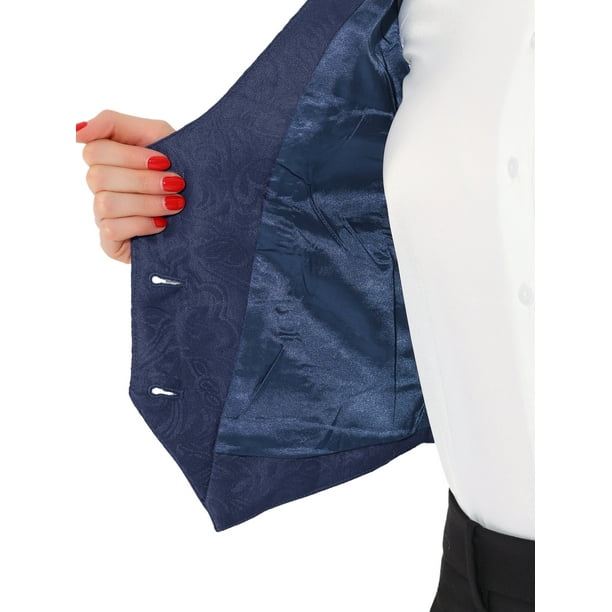 Chaleco elegante para mujer con doble botonadura y solapa sin mangas Azul  oscuro XS Unique Bargains Chaleco