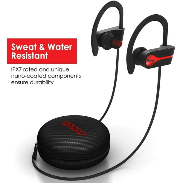 Los auriculares SENSO ActivBuds con Bluetooth, los mejores auriculares  deportivos con micrófono IPX7, impermeables al sudor, con estéreo HD para  el