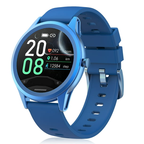 Redondo SmartWatch 5.0 Compatible con Bluetooth IP67 Pantalla táctil  impermeable 160mAh Presión arterial Reloj Smart Reloj Azul 1,28 pulgadas  kenally