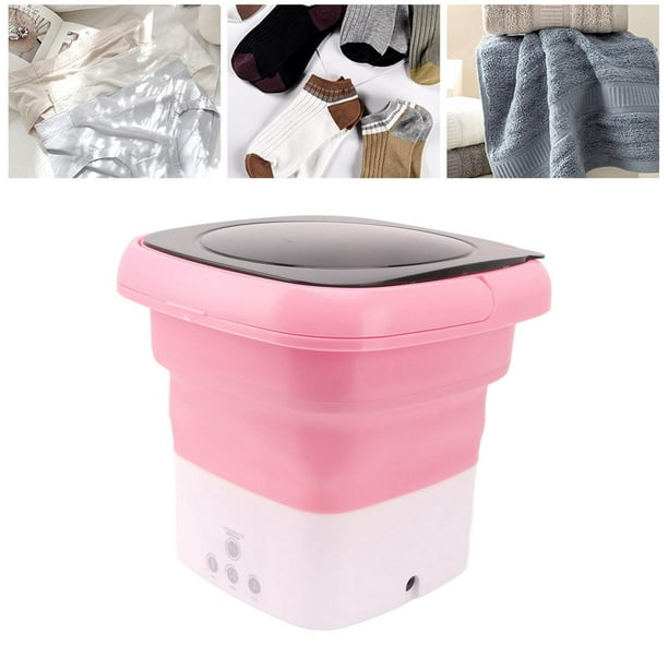 Lavadora portátil con cesta de drenaje, pequeña lavadora plegable para ropa  interior, calcetines, ropa de bebé, toallas, artículos delicados (rosa)