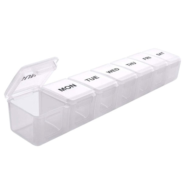 Organizador de medicamentos de 4 rejillas con tapa Mini caja de medicamentos  Dispensador de suplemen Hugtrwg Para estrenar