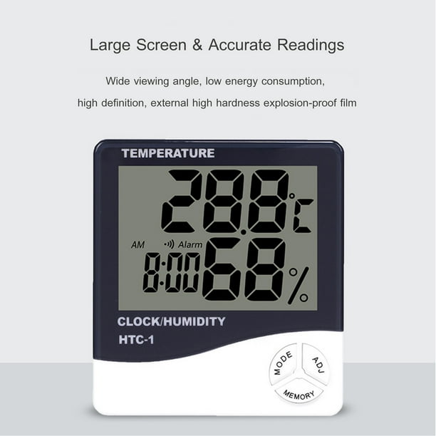 Termometro Higrometro Reloj Digital Interior-Exterior temperatura humedad  HTC-2