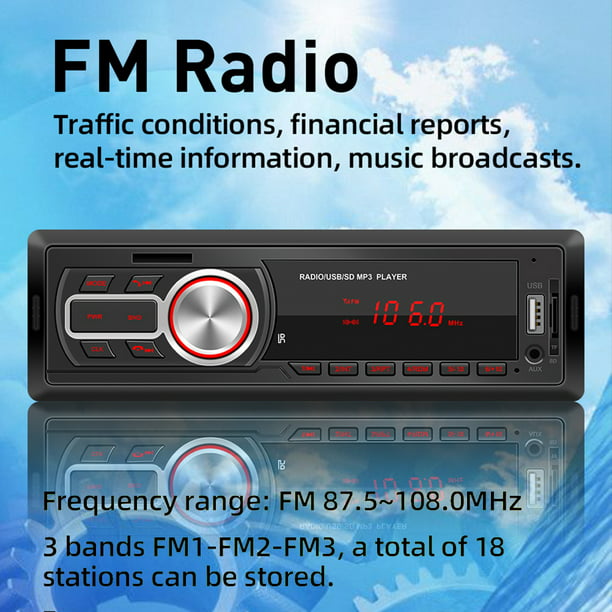 5208E Single DIN Car Radio Audio MP3 Player Bluetooth AUX-in TF USB Auto  Stereo Tmvgtek Autopartes